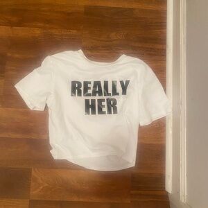 SHEIN White Tee with Black Print